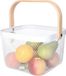Merkloos / Sans marque Opbergmand - met handgreep - wit - metaal - 17 x 24 x 24 cm - draadmand