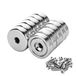 VINATO 12 stuks neodymium magneten met boring en verzonken schroeven, 20 x 5 mm potmagneet met stalen behuizing, draagkracht 10 kg verticaal, incl. M4-schroeven en opbergdoos