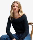 Superdry Pull Bardot Tricot Coupe Ajustée Marine Taille : 42