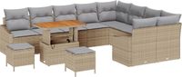vidaXL Tuinbank Set Beige Poly Rattan