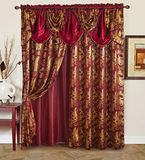 Golden Rugs Jana Collection Jana Luxe raamgordijn met valanza en achterkant voor slaapkamer, woonkamer en eetkamer, bordeauxrood, 280 x 213 cm