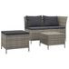 vidaXL 3-delige Loungeset - Grijs - Poly Rattan - Met Kussens