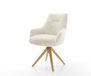Alja-Flex Fauteuil pivotant avec accoudoirs peluche crème-blanc pied en bois angulaire naturel pivotement sur 180° ressorts ensachés