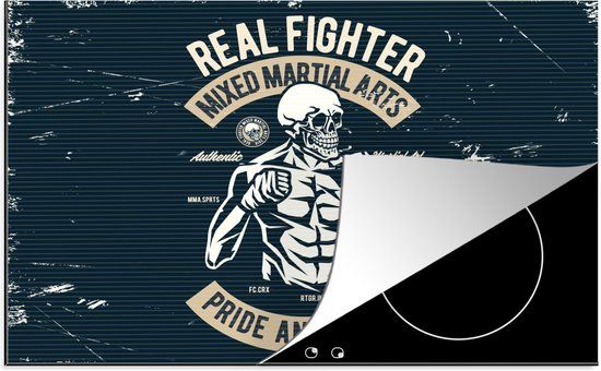 KitchenYeah® Inductie beschermer 77x51 cm - Sport - Skelet - Retro - Multicolor - Inductie kookplaat accessoire