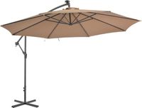 vidaXL Zweefparasol met LED-verlichting en metalen paal 350 cm taupe