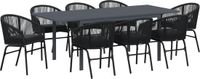 vidaXL Eettafel Set Zwart Polyrattan