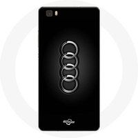 Audi Etui voor Huawei P8 Audi Logo zwarte achtergrond Maniacase
