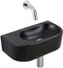 QeramiQ Fuente robinet fontein – halfrond – 40x21.5x12 cm – zonder kraangat – chroom kraan – geribbeld