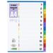 D.RECT Register voor A4, PP12, 12 Tabbladen, Ringbandregister, Tabbladen met Nummeropdruk 1-12, Veelkleurig, Gekleurde Tabbladen van PP, Polypropyleen