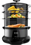 Cecotec VapoVita 3000 Pro Cuiseur vapeur électrique, 1000 W, pour cuire à la vapeur et conserver les nutriments et les vitamines, 3 récipients, bol à riz de 1 litre et temps réglable
