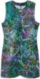 Desigual Damesjurk Columbus Mouwloos Kort Gebloemd Groen Blauw Paars Polyester S