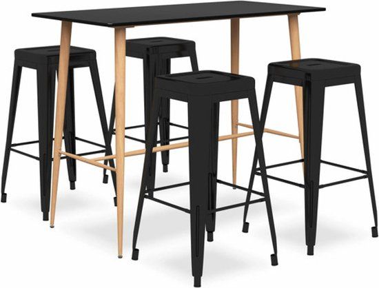 vidaXL 5-delige Barset zwart