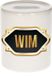 Bellatio Decorations Shoppartners Bv Spaarpot met voornaam Wim - wit - met goud/zwart embleem - 8 x 9 cm - keramiek - met afsluitdop - cadeau verjaardag