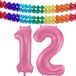 Folat Verjaardag Leeftijd folieballon - 12 jaar - roze - 86 cm