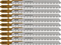 wolfcraft - Spaanplaat decoupeerzaagbladen 60mm - Fijne snede - HCS-blad met T-schacht - 10 stuks