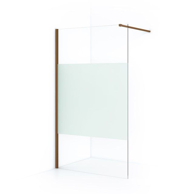 Maxaro Inloopdouche Diamond 120cm 8mm Helder Veiligheidsglas met Matte Strook Koper