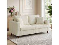 HOMCOM Canapé 2 Places en Velours Côtelé, Canapé de Salon Moderne 170 cm, Assise Large, Coussin à Ressorts, Crème