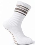 FS FitSockr Gripsocks FitSockr Gripsokken Line - Sportsokken met grip - Wit Bruin - Maat 38/43