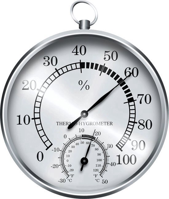 Puurmaken Thermometer / hygrometer (zilverkleurig) - weerstation - hygrometer - thermometer