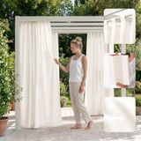 ROOM99 Garden Line Outdoorgordijn met lussen, weerbestendig, waterdicht, inkijkbescherming, zonwering, voor tuin, 155 x 250 cm breed x hoogte, ecru