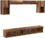 vidaXL meuble TV mural avec éclairage LED, 6 pièces, en bois recyclé et panneaux de particules