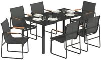 Outsunny Patio Dining Set-Gegalvaniseerd staal, netweefsel-150L x 80B x 73H cm-Zwart