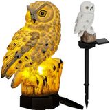 Merkloos / Sans marque Solar Fakkel Uil - Zonne energie lamp - Uil tuinlamp - Sfeerlicht buiten solar - Zonne energie lamp - Tuinfakkel Uil – Lantaarn Uil - Wit - 1 Stuks