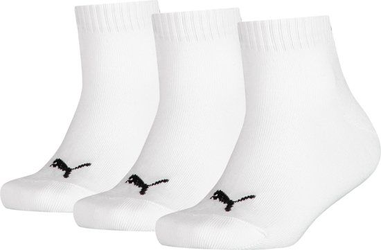 PUMA - Kids 3-Pack Quarter Sokken Wit - 27-30
