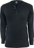 Urban Classics Basic Henley Heren Shirt met lange mouwen - Zwart - L