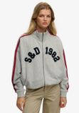 Superdry Athletic Essentials ruim trainingsjack met rits en applicatie - Dames - Grijs gemêleerd - Maat 12