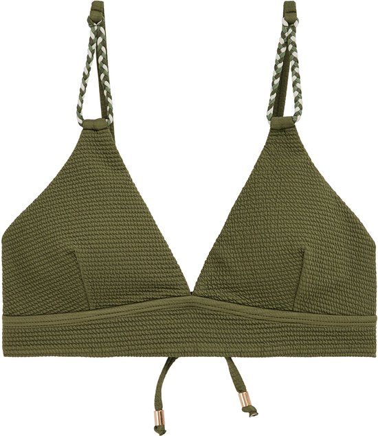 WE Fashion Dames bikinkitop met structuur olijfgroen