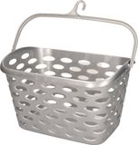 Plasticforte Wasknijpers ophang mandje aan haak - 26 x 15 x 21 cm - zilver - kunststof