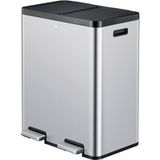 EKO Essential 1 Recycler pedaalemmer 30+30 liter - Stainless Steel Plastic - mat RVS - Prullenbak