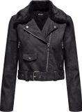 ONLY - ONLMACY WASHED BIKER CC OTW - Dames - Gewatteerde jas - Kort - Lange mouw - Polyester - Zwart