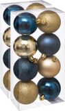 Jja Showroom And Head Office 16x stuks kerstballen mix blauw/champagne glans en mat kunststof diameter 7 cm