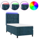 VidaXL Boxspringbed met matras en LED-verlichting, donkerblauw, 160x200 cm, fluweel