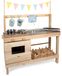 Cuisine de boue XL, faite de bois massif, utilisable des deux côtés, avec accessoires