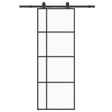 vidaXL Schuifdeur met beslagset 76x205 cm ESG glas zwart
