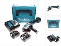 Makita DGA 519 RFJ accu-haakse slijper 18 V 125 mm borstelloos X-Lock + 2x accu 3,0 Ah + oplader + Makpac