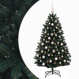 vidaXL Kunstkerstboom donkergroen met kerstballen 150 cm 150 LED's