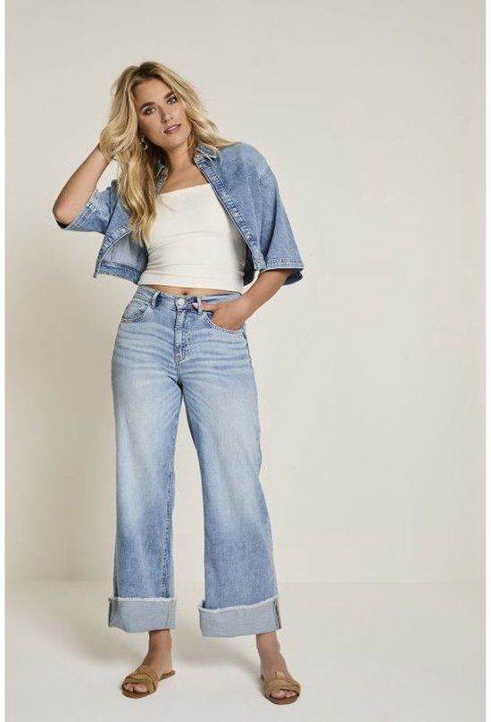 Para Mi Dames jeans W38 X L28 Katoen Denim Loose Fit Casual Vrouwen LIGHT INDIGO