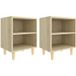Icecat Tables de chevet pieds en bois 2 pcs cabinet de chevet table de nuit Chêne Sonoma 40x30x50 cm