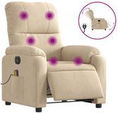 vidaXL Massagestoel elektrisch verstelbaar microvezelstof crèmekleurig