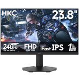 HKC 24 inch gamingmonitor, Full HD (1920 × 1080), 240 Hz Fast IPS, 1 ms, HDR400, 90% DCI-P3, tot 260 Hz overklokt, VESA 100 × 100, blauw lichtfilter, HDMI 2.0 & DisplayPort 1.4