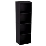 Vida Designs Oxford 4 Laag Kubus Boekenkast, Modern Space-Saving Opbergmeubel for Woonkamer, Slaapkamer or Kantoor, Vrijstaand Display Shelf, H106xW32xD24cm (Zwart)