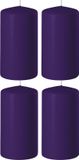 Enlightening Candles 4x bougies cylindriques/tronconiques violettes 6 x 12 cm 45 heures de combustion - Bougies inodores violettes
