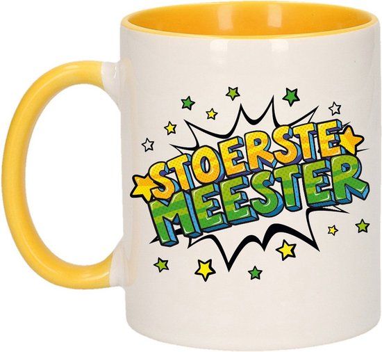 Stoerste meester cadeau mok - geel - 300 ml