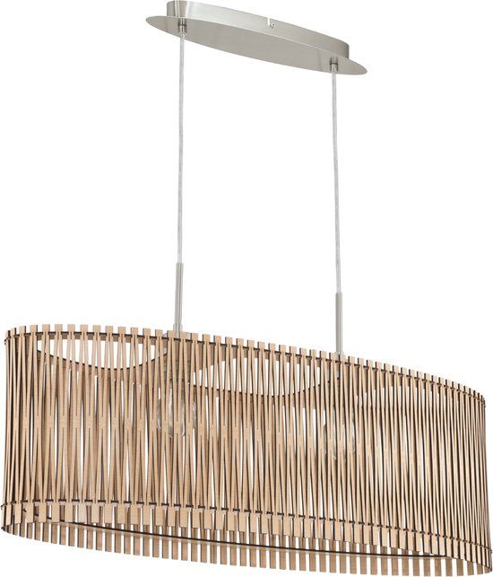 EGLO Sendero Hanglamp - 2 Lichts - Nikkel-Mat - Ahorn