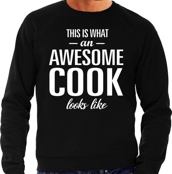 Bellatio Decorations Awesome cook / kok cadeau sweater zwart heren S