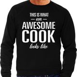 Bellatio Decorations Awesome cook - geweldige kok cadeau sweater zwart heren S